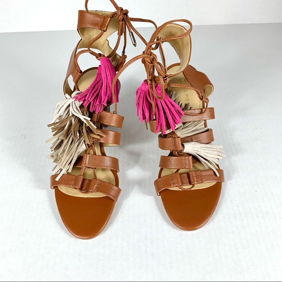Marc Fischer Fringe Leather Lace Up Sandals - Picture 3 of 5